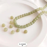 Natural Hetian Jade Green Bucket Beads DIY Jewelry