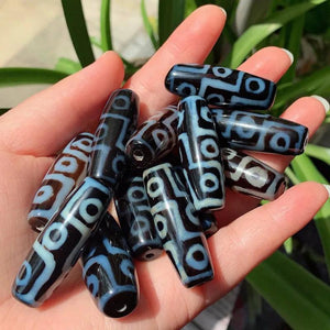 40mm Vintage Nine Eyes Natural Tibetan Dzi Agates Beads Buddha Jewelry