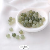 Natural Hetian Jade Round Bead Clear Water Green Single Bead Loose Bead