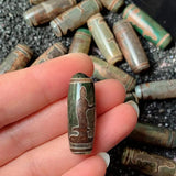30mm Guanyin Natural Tibetan Dzi Agates Beads Buddha Grey Green Agat Stone Beads