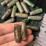 30mm Guanyin Natural Tibetan Dzi Agates Beads Buddha Grey Green Agat Stone Beads