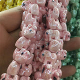 10pcs Elephant Ceramic Pendant For Glossy Glazed Jewelry Making
