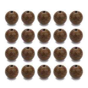 100pcs Natural Brown Wooden Beads Round Stripes Loose Spacer Wood Beads