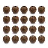 100pcs Natural Brown Wooden Beads Round Stripes Loose Spacer Wood Beads