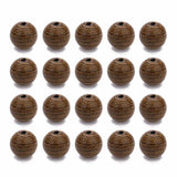 100pcs Natural Brown Wooden Beads Round Stripes Loose Spacer Wood Beads