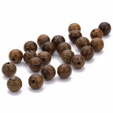 100pcs Natural Brown Wooden Beads Round Stripes Loose Spacer Wood Beads