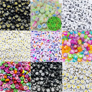 100/500pcs 7mm Acrylic Letter Beads Charms DIY Jewelry Making