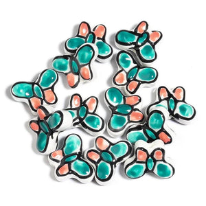 10pcs 17x13mm Butterfly Ceramic Beads Colorful Spacer Glaze Jewelry Making DIY