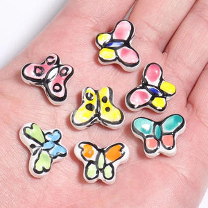 10pcs 17x13mm Butterfly Ceramic Beads Colorful Spacer Glaze Jewelry Making DIY