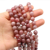 Strawberry Quartz Crystal Round Loose Beads 4-12mm 15''