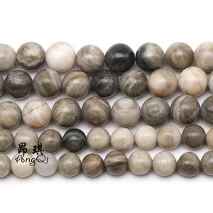 Gray Wood Striped Agate Beads for Jewelry Making