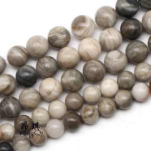 Gray Wood Striped Agate Beads for Jewelry Making
