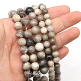 Gray Wood Striped Agate Beads for Jewelry Making