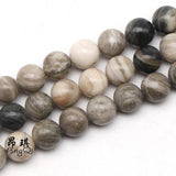 Gray Wood Striped Agate Beads for Jewelry Making