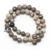 Gray Wood Striped Agate Beads for Jewelry Making