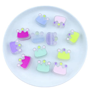 10Pcs Acrylic Crown Shape Beads Transparent Frosted Drip Oil DIY Jewelry 25*23mm