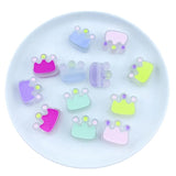 10Pcs Acrylic Crown Shape Beads Transparent Frosted Drip Oil DIY Jewelry 25*23mm