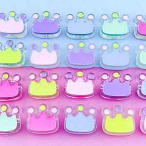 10Pcs Acrylic Crown Shape Beads Transparent Frosted Drip Oil DIY Jewelry 25*23mm