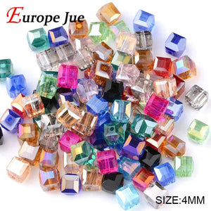 200pcs 4mm Square Austrian Crystal Beads DIY Jewelry Supply