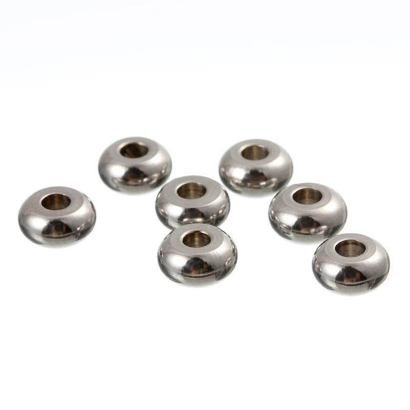 6mm Stainless Steel Spacer Beads 50pcs Rhodium
