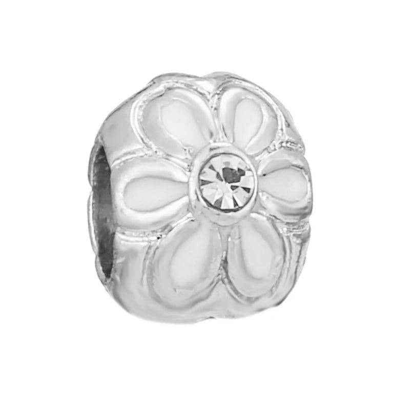 10pcs Daisy Beaded Enamel Flower Beads Lucky Charm DIY Jewelry