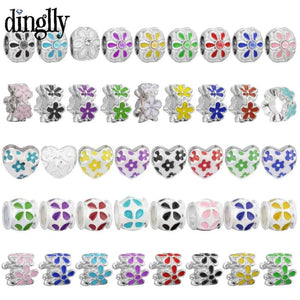 10pcs Daisy Beaded Enamel Flower Beads Lucky Charm DIY Jewelry