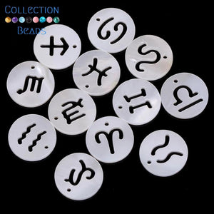 12Constellation Shell Beads Mother of Pearls Round Beads for Jewelry Making