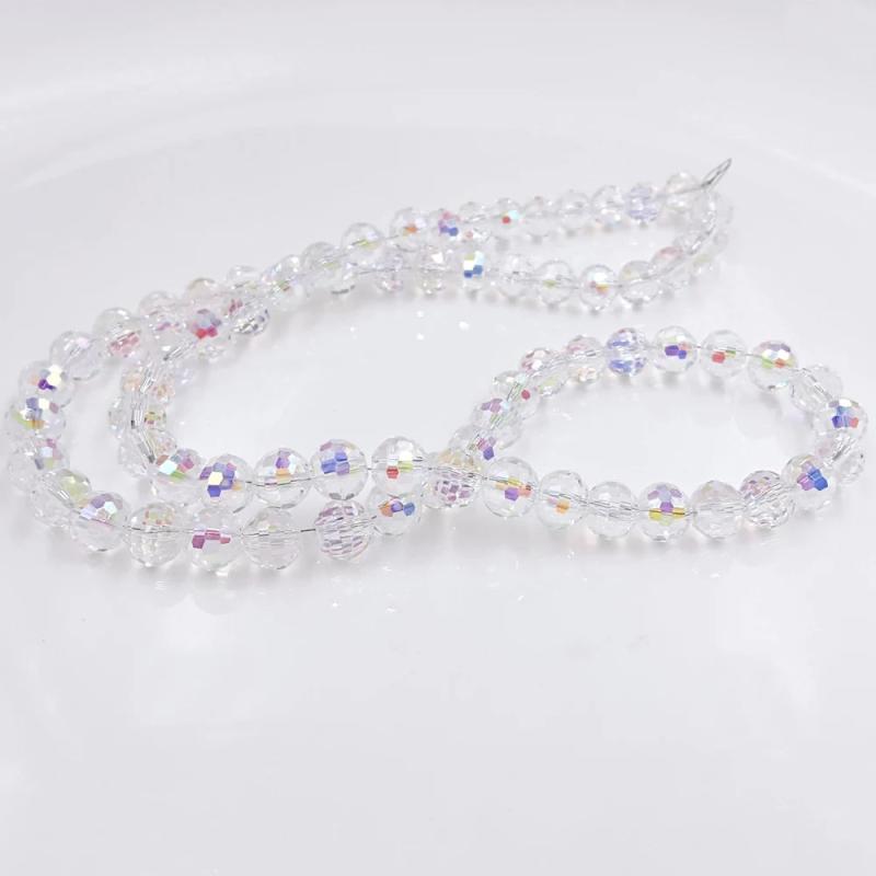 30pcs 96 Faceted Crystal Round Beads Glass Beads Loose Spacer DIY Jewelry Making
