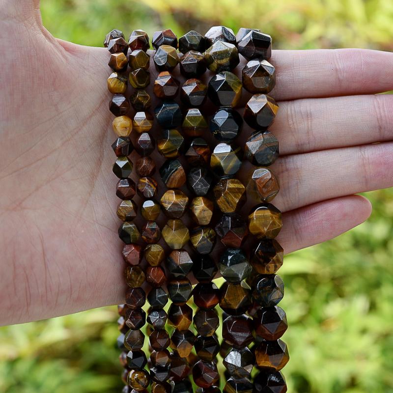 Tricolor Tiger Eye Stone Beads Faceted Spacer Beads 6 8 10mm