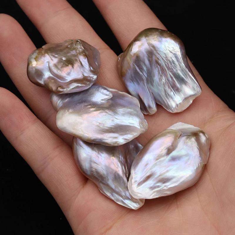Natural Freshwater Tail Pearl Beads 25-35mm No Hole Irregular Pearl Loose Beads