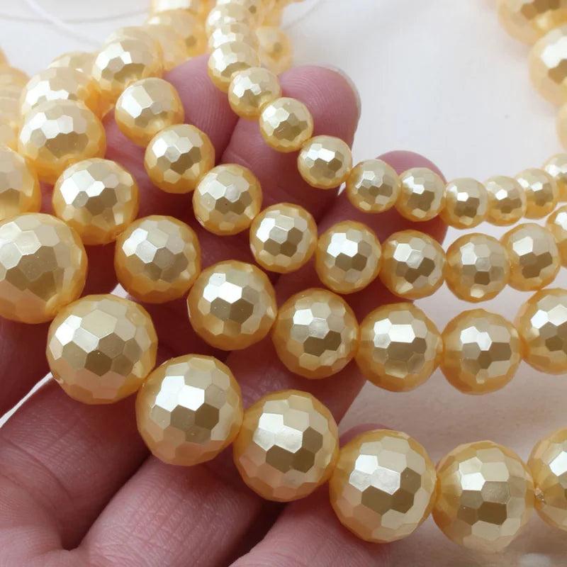 Round Cut Corner Goose Yellow Shell Beads DIY Loose Beads