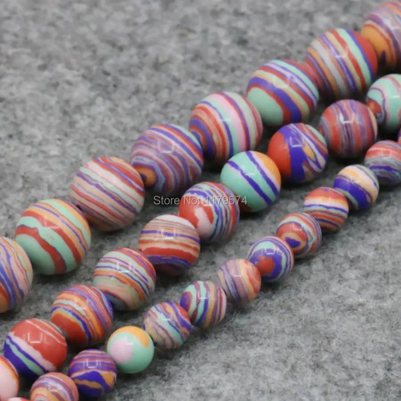 Lucky Stone Rainbow Turkey Stone DIY Loose Round Beads Jewelry Making