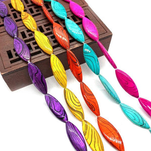 Dyed Marquise Shell Bead Stripe Jewelry DIY Necklace Earrings Boutique