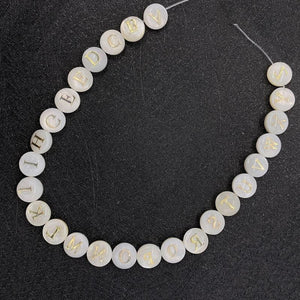 Freshwater Shell Beads 6-8mm Round Charms DIY Jewelry A-Z 26 Letters