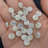 Freshwater Shell Beads 6-8mm Round Charms DIY Jewelry A-Z 26 Letters