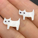 Cat-shaped Freshwater Shell Beads DIY Jewelry Animal Beads 10 Pack