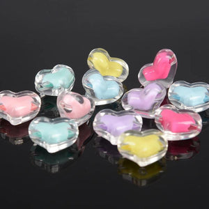 50pcs 15x21mm Heart Clear Acrylic Beads for DIY Jewelry Making