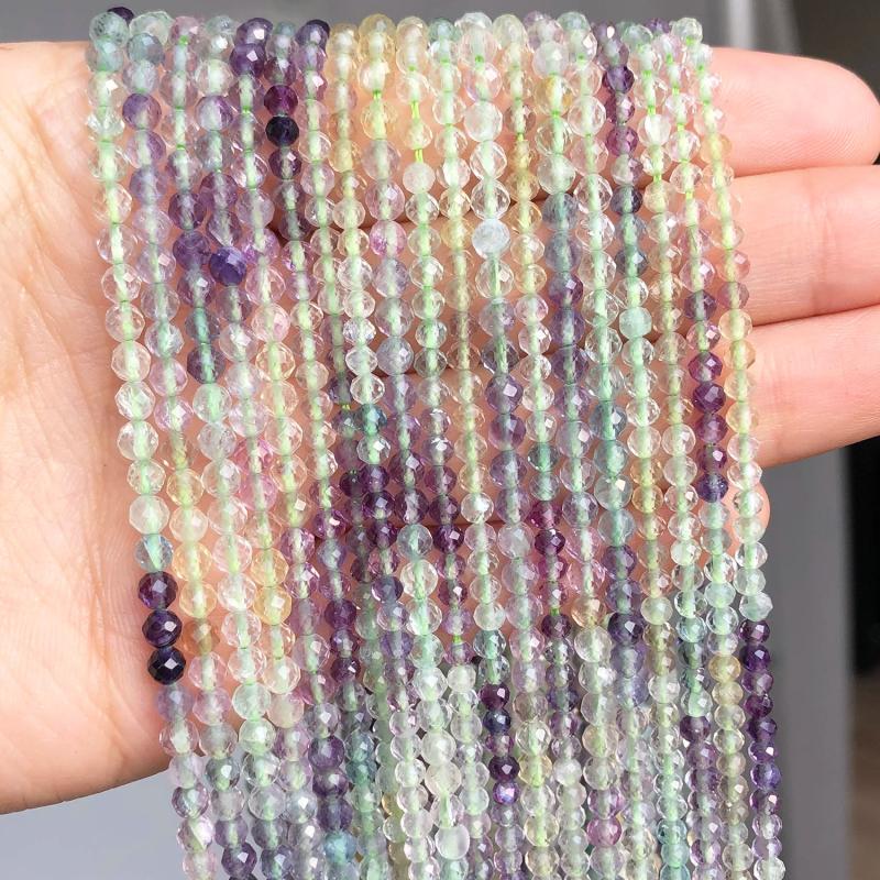 Faceted Green Fluorite Quartz Spacer Beads 15'' 3 4mm