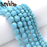 Natural Turquoise Stone Beads Faceted Loose Spacer Beads 6 8 10mm