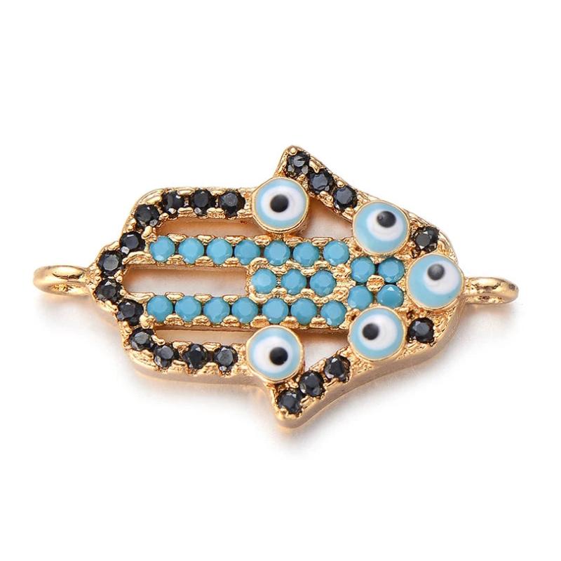 Small Eyes Fatima Hand Charms Micro Pave Zircon Charm for Bracelet DIY