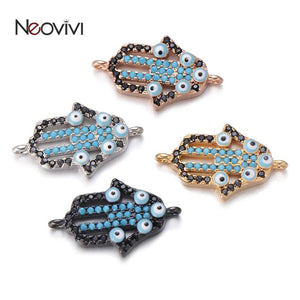 Small Eyes Fatima Hand Charms Micro Pave Zircon Charm for Bracelet DIY