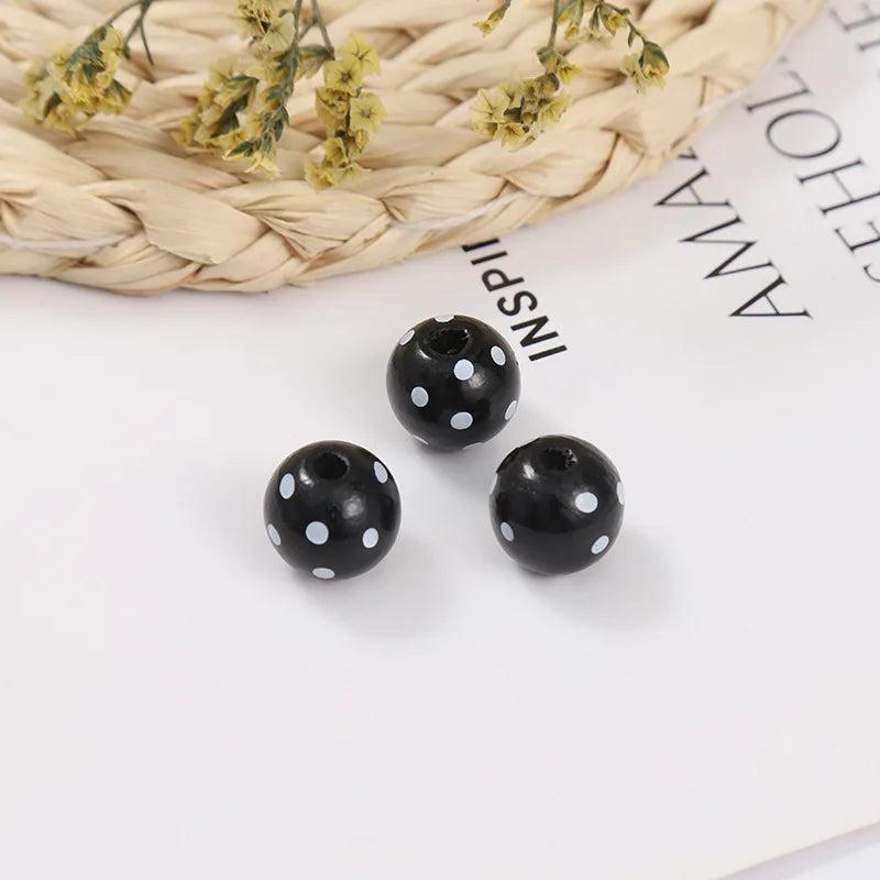 16MM Colorful Wooden Beads DIY Home Party Decoration Children's Toys Bracelet