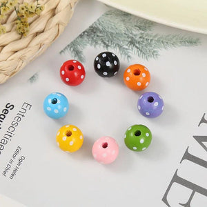 16MM Colorful Wooden Beads DIY Home Party Decoration Children's Toys Bracelet
