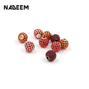 Micro Pave CZ Crystal Ball Charms Beads Brass Spacer DIY Bead