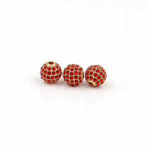 Micro Pave CZ Crystal Ball Charms Beads Brass Spacer DIY Bead