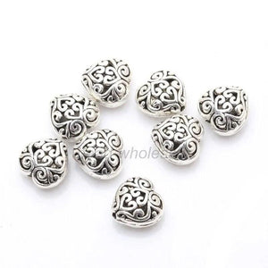 20pcs 14mm Metal Heart Hollow Spacer Beads for Jewelry Making