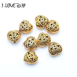 20pcs 14mm Metal Heart Hollow Spacer Beads for Jewelry Making