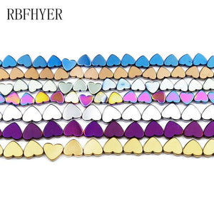 6/8mm Multicolored Peach Hearts Hematite Loose Beads for Jewelry Making