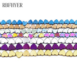 6/8mm Multicolored Peach Hearts Hematite Loose Beads for Jewelry Making