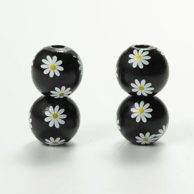 20Pcs Colorful Daisies Wooden Beads DIY Crafts Jewelry